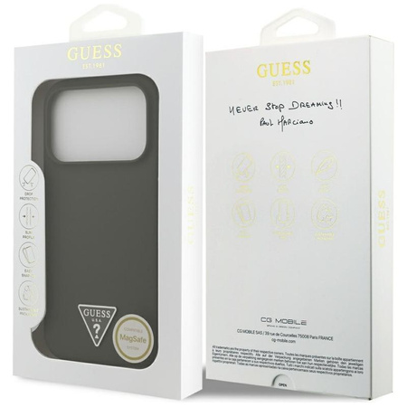 Guess Silicone Triangle Logo MagSafe - Pouzdro iPhone 17 Pro (khaki)