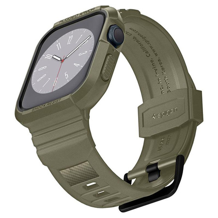 Spigen Rugged Armor Pro - Řemínek s pouzdrem pro Apple Watch 44/45 mm (Vintage Khaki)