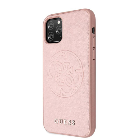 Guess Saffiano 4G Circle Logo - iPhone 11 Pro tok (rózsaszín)