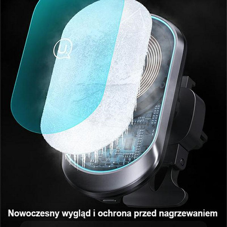 USAMS US-CD182 - Magnetický držák do auta s 15W bezdrátovým nabíjením (černý)