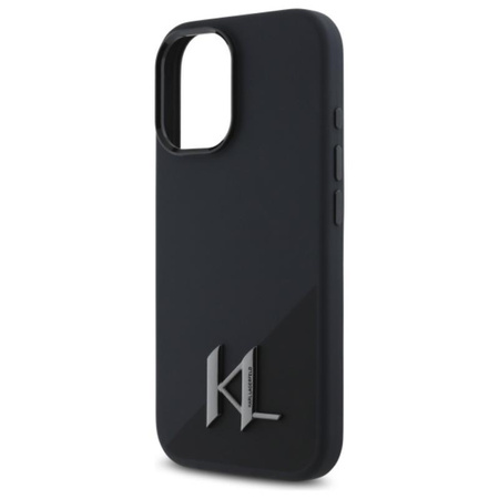 Karl Lagerfeld szilikon árnyék fém Initial MagSafe - iPhone 16 tok (fekete)