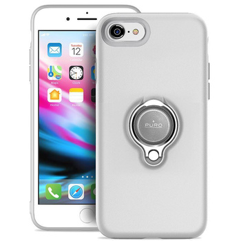 PURO Magnet Ring Cover - Hülle iPhone SE (2022 / 2020) / 8 / 7 mit magnetischem Fingerschutz (weiß)