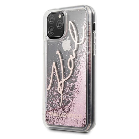 Karl Lagerfeld Signature Glitter Case - iPhone 11 Pro Max Hülle (Rose Gold)