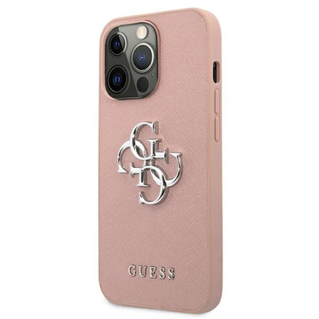Pouzdro Guess Saffiano 4G Big Silver Logo - iPhone 13 Pro Max (růžové)