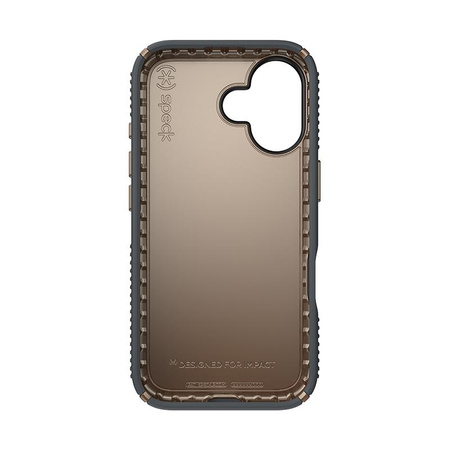 Speck Presidio2 Grip - Pouzdro iPhone 16 (Charcoal Grey / Cool Bronze / White)