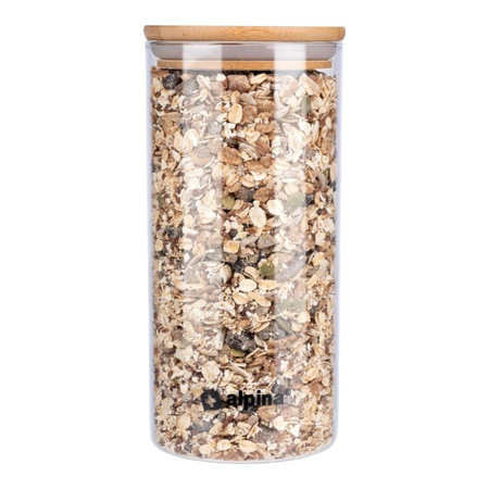 Alpina - Contenitore per alimenti in vetro con coperchio 1250 ml 10 x 21 cm