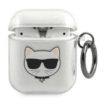 Karl Lagerfeld Choupette Head Glitter - Airpods tok (ezüst)