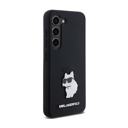 Karl Lagerfeld Silicone Choupette Metal Pin - Tasche Samsung Galaxy S24 (czarny)
