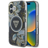 Guess Glitter Flowers Triangle Buttons MagSafe - Pouzdro pro iPhone 16 (černý)