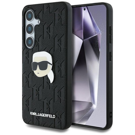 Karl Lagerfeld Leather Monogram Pin Logo Karl Head - Samsung Galaxy S25 Case (black)