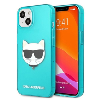 Karl Lagerfeld Choupette Head - Coque iPhone 13 (bleu fluo)