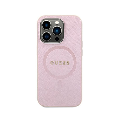 Guess Saffiano MagSafe - iPhone 15 Pro Tasche (rosa)