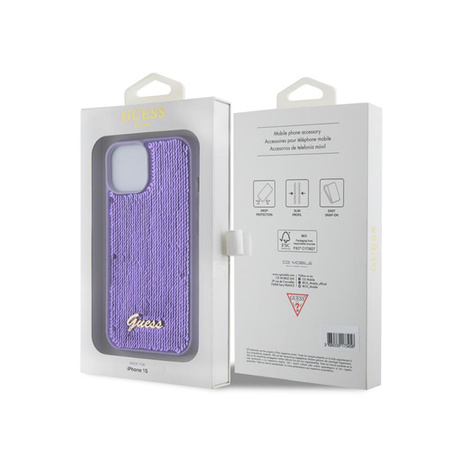 Guess Sequin Script Metal - Case for iPhone 15 (Purple)