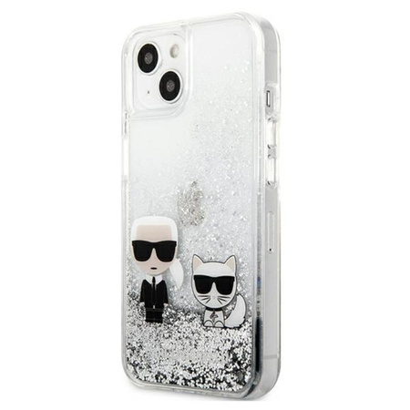 Karl Lagerfeld Liquid Glitter Karl & Choupette - iPhone 13 Case (silver)