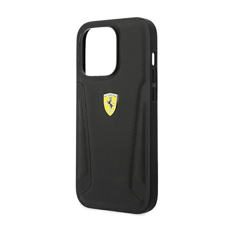 Kožené pouzdro s razítkem Ferrari - iPhone 14 Pro (černé)