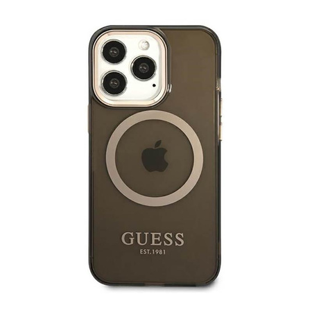 Guess Gold Outline Translucent MagSafe - pouzdro pro iPhone 13 Pro (černé)