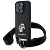 Karl Lagerfeld Saffiano Karl & Choupette Metal Pin CBDY Strap - Coque iPhone 16 Pro Max (noir)