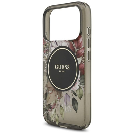 Guess IML Flowers Electro Pearl Strap MagSafe - Pouzdro iPhone 17 Pro (černý)