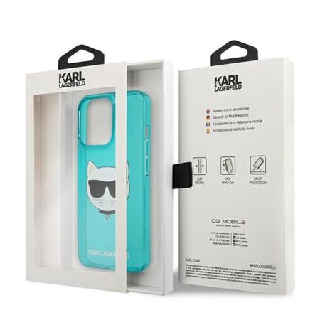 Karl Lagerfeld Choupette Head - Etui iPhone 13 Pro Max (fluo niebieski)