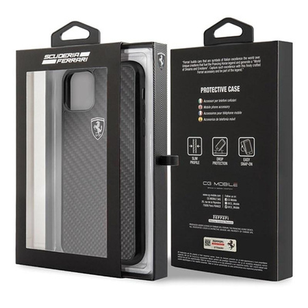 Ferrari Real Carbon Heritage - Etui iPhone 11 Pro Max (czarny)