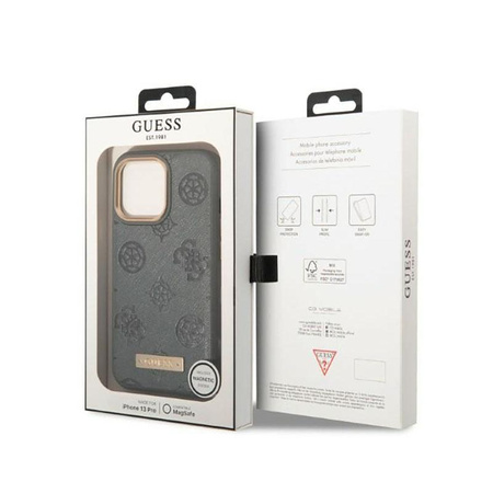 Guess Peony Logo Plate MagSafe - Hülle für iPhone 13 Pro Max (Grau)