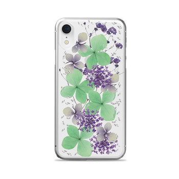 PURO Glam Hippie Chic Cover - iPhone XR Hülle (echte Blütenblätter grün)