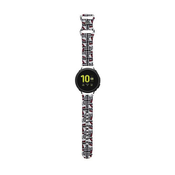 Hello Kitty Silicone Heads & Stripes - Universal strap for smartwatch 20 mm (black)