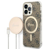Guess Bundle Pack MagSafe 4G - MagSafe iPhone 13 Pro Max Case + Charger Set (brown/gold)