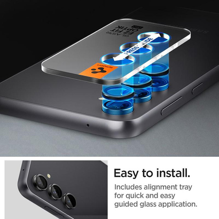 Spigen Optik Pro GLAS.TR EZ Fit kameravédő 2-Pack - Lencsevédő üveg Samsung Galaxy S23 FE készülékhez (2 db) (Fekete)