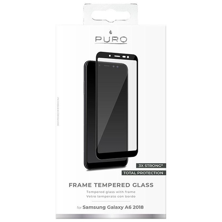 PURO Frame Edzett üveg - Edzett képernyővédő üveg Samsung Galaxy A6 (2018) (fekete keret)