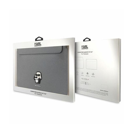 Karl Lagerfeld NFT Saffiano Karl & Choupette Hülle - 14" Notebooktasche (Silber)
