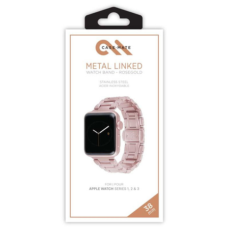 Case-Mate Linked - Bracelet en acier inoxydable pour Apple Watch 38/40/41 mm (Rose Gold)