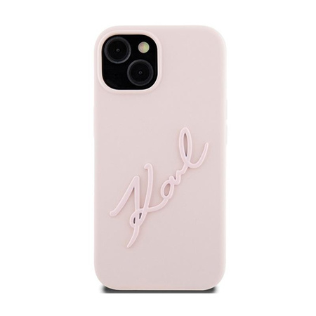 Karl Lagerfeld Silikonové pouzdro Karl Script - iPhone 15 (růžové)