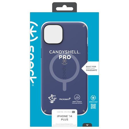 Speck CandyShell Pro + MagSafe - iPhone 14 Plus Case with MICROBAN Coating (Prussian Blue / Cloudy Grey)