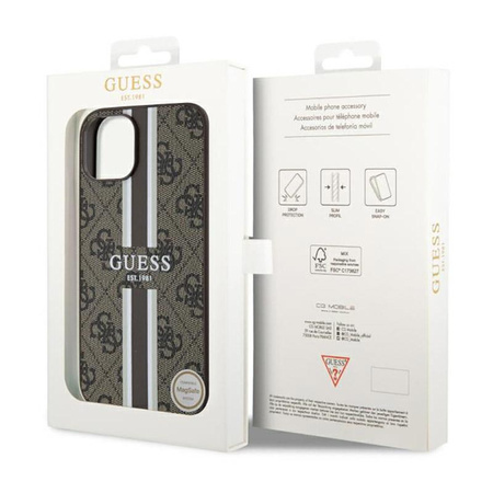 Guess 4G Printed Stripes MagSafe - Schutzhülle für iPhone 14 Plus (Braun)