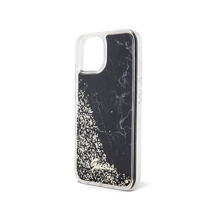 Guess Liquid Glitter Marble - Schutzhülle für iPhone 14 (Schwarz)