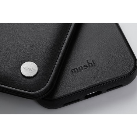 Moshi Overture - 3-in-1 flip case for iPhone 13 mini (anti-bacterial NanoShield™) (Jet Black)