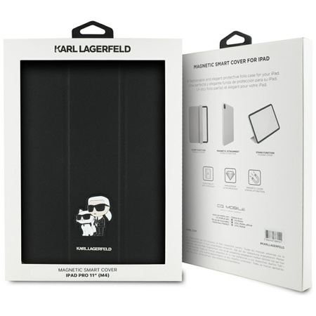 Karl Lagerfeld Book Cover Saffiano Magnetic Karl & Choupette – Pouzdro iPad Pro 11" M4 (2024) (černý)