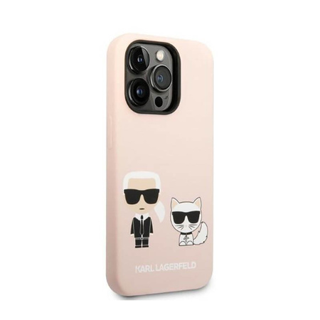 Karl Lagerfeld Flüssigsilikon Karl & Choupette MagSafe - Hülle für iPhone 14 Pro (Pink)