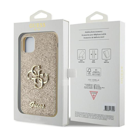 Guess Glitter Script Big 4G - iPhone 11 Case (Gold)