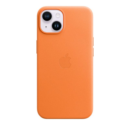 Apple Leather Case - Skórzane etui z MagSafe do iPhone 14 (pomarańczowy)