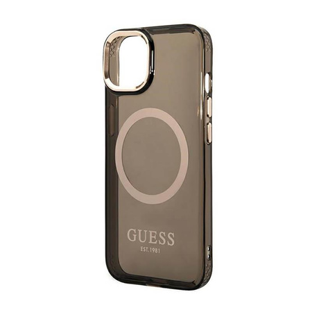 Guess Gold Outline Translucent MagSafe - Case for iPhone 14 Plus (Black)
