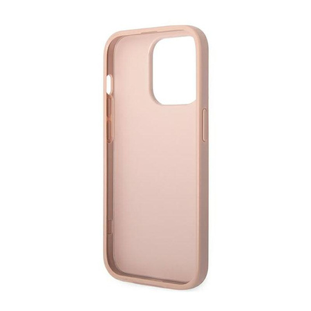 Guess Saffiano Metall-Logo-Streifen - iPhone 14 Pro Max Tasche (rosa)