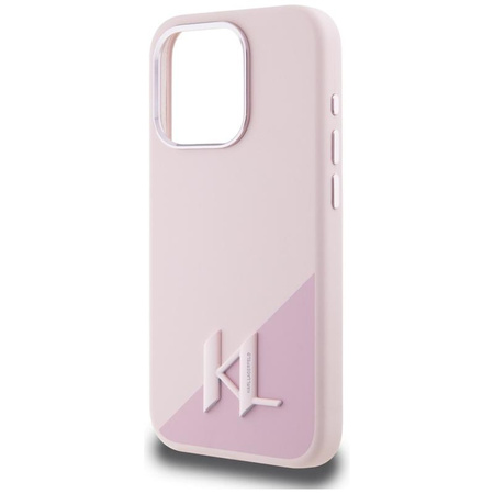 Karl Lagerfeld Silicone Shadow Metal Initial MagSafe - Hülle für iPhone 15 Pro Max (rosa)