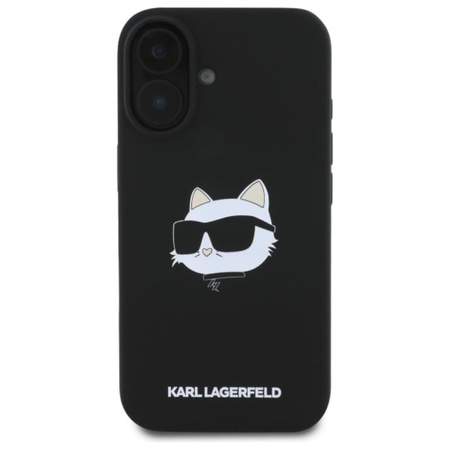 Karl Lagerfeld Silicone Choupette Head Print Étui MagSafe pour iPhone 16 (noir)