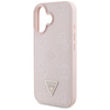 Guess Étui MagSafe pour iPhone 16, logo Triangle en tampons chauds et granuleux (rose)