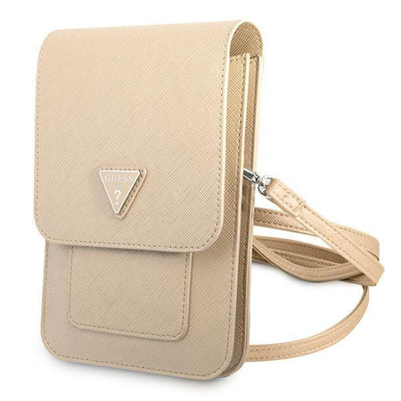 Guess Wallet Saffiano Triangle Logo Phone Bag – Torba na smartfona i akcesoria (Beige)