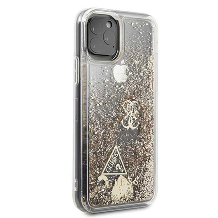 Guess Liquid Glitter Hearts - Etui iPhone 11 Pro (złoty)