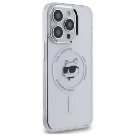 Karl Lagerfeld IML Metal Choupette Head MagSafe - Hülle für iPhone 13 Pro (weiß)