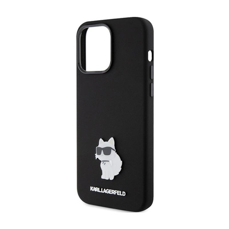 Karl Lagerfeld Silicone Choupette Metal Pin - iPhone 15 Pro Case (Black)